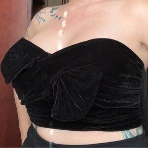 Lovers + Friends Black Velvet Crop Top